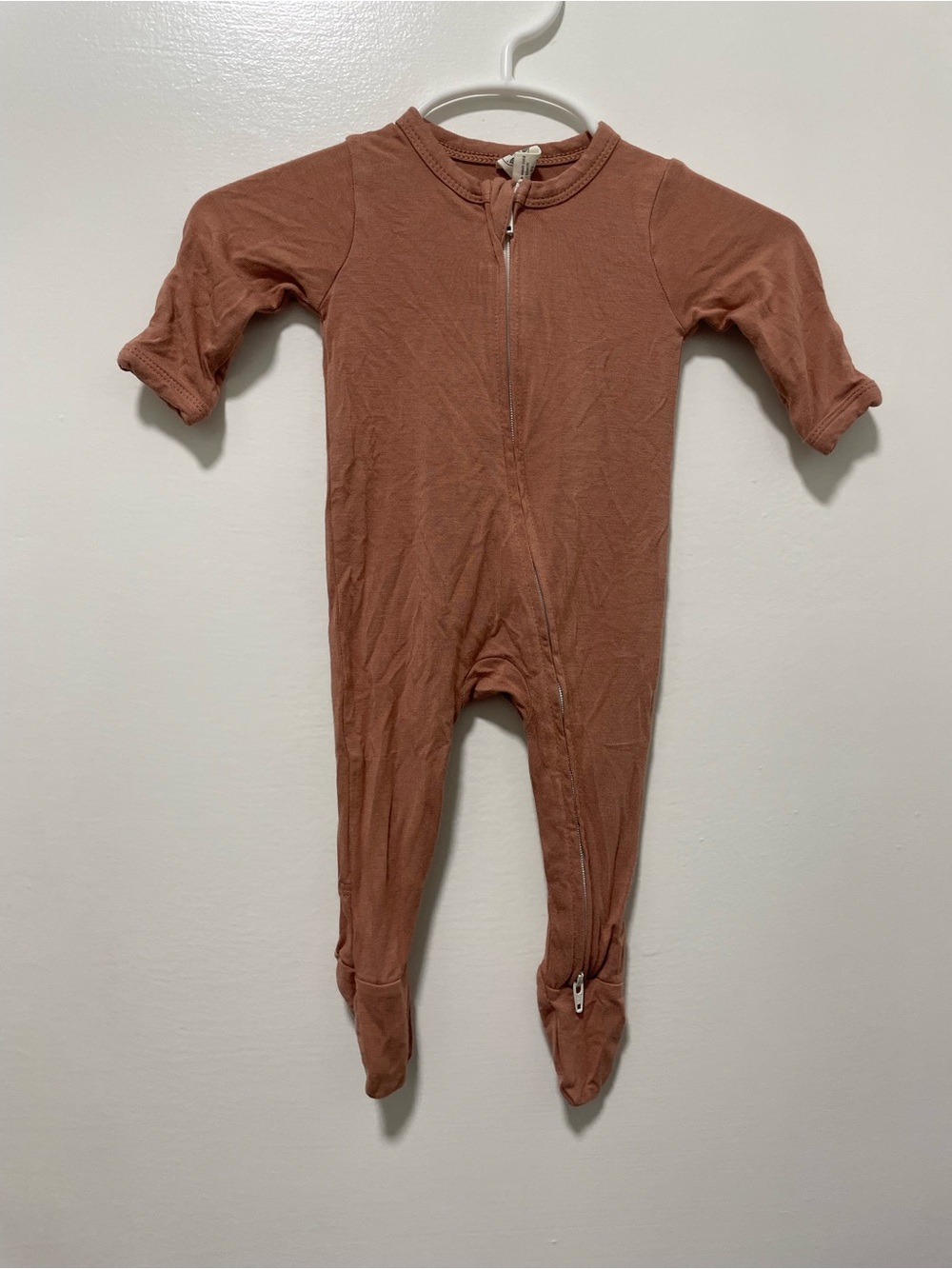 Larkspur Soft Rust Footed Baby Pajamas with Front Zipper